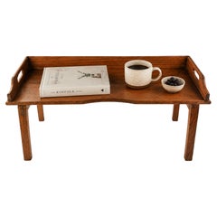 Antique English Oak Folding Reading & Breakfast Table with Gallery Sides