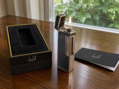 Alfred Dunhill Rollagas Blue Tinted Lacquer Palladium Plated Lighter