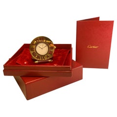 Cartier Quartz Burgundy Folding Alarm Desk Clock Pendulette free US import fees