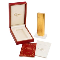 Briquet de poche « Godron » Cartier plaqué or 18 carats avec étui – sans frais de douane aux États-Unis