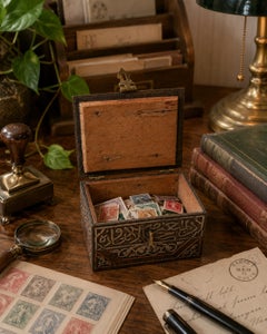 Mamluk Revival Casket Box with Silver, Brass and Copper Inlay Circa 1900's