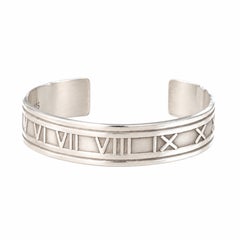 Tiffany & Co. Atlas Sterling Silver Roman Numeral Cuff Bracelet & Tiffany Box