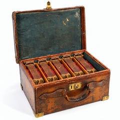Vintage Leather & Brass Shotgun Cartridge Case 1800's ***free import fees USA***