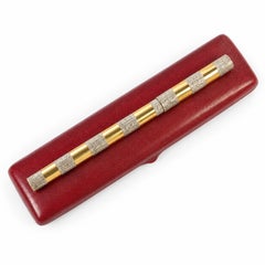 Stylo à bille Bulgari en argent et plaqué or, finition « Bark », avec plume en or 750 et coffret