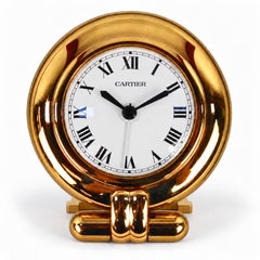 Must de Cartier Colisée Gold Plate Travel Desk Clock *Free import fees to USA**