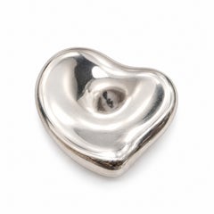 Tiffany & Co. Elsa Peretti Sculptural Heart Brooch in Sterling Silver With Box