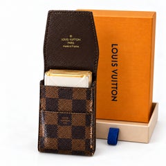 Cartier 18ct Gold Plated Godron Lighter & Leather Louis Vuitton Cigarette Case