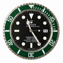 Horloge murale à quartz de style Submariner verte Rolex, modèle de présentation pour revendeurs, portant la mention « Rolex »