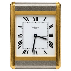 Cartier Gold Plated Tank Travel Desk Clock Red Box - Free Import Fees to USA