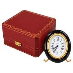 Cartier Black Alarm Clock 18ct Gold Plate & Brass Free import fees to USA