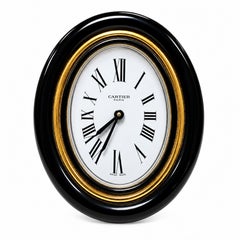 Cartier Black Alarm Clock 18ct Gold Plate & Brass Free import fees to USA
