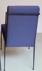 French Deco Iron Dining Chairs with Purple Silk Fabric Newly Upholstered