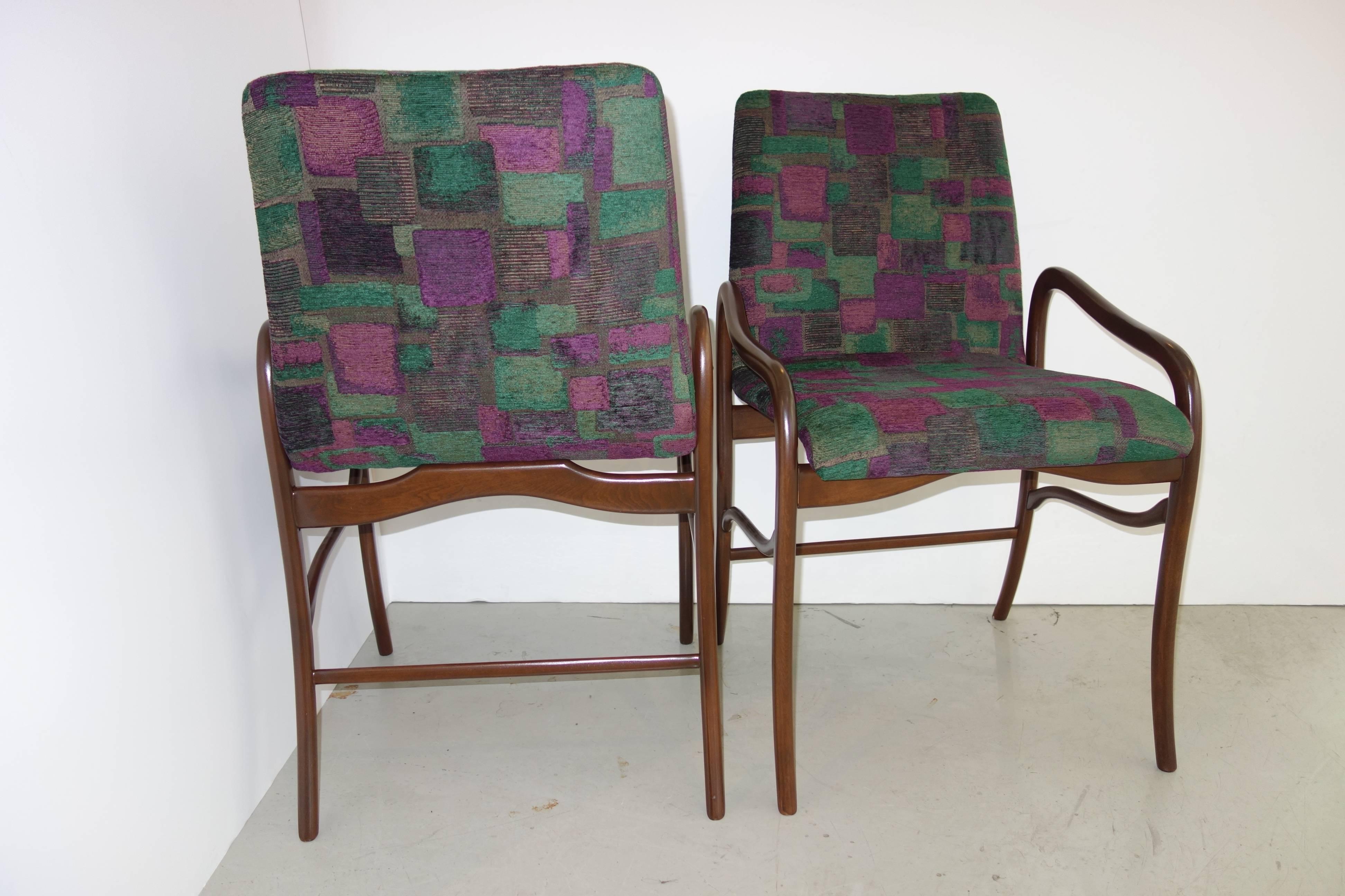 Fabric Enrico Ciuti Set of Six Dining Chairs For Sale