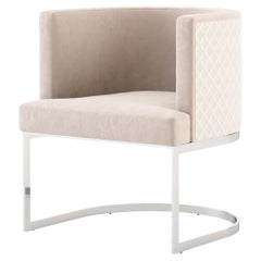 Modern Club Chair Made with Stainless Steel, Velvet and Leather by Stylish Club
