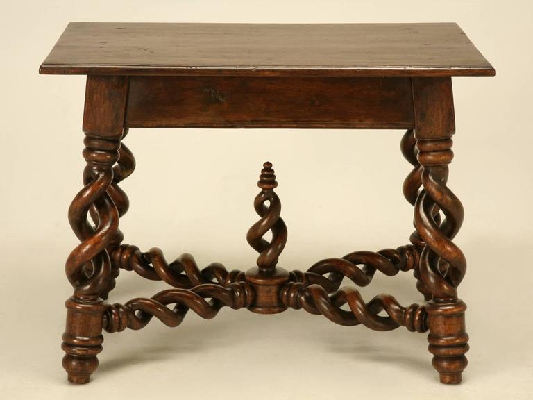 French Small Desk or End Table with Unusual Open Barley Twist Legs