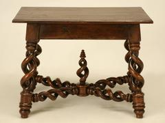 French Small Desk or End Table Unusual Open Barley Twist Legs c1800's Restored