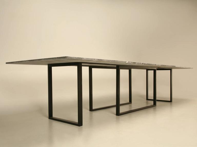 Hand-Crafted Custom Old Plank Steel Table Base Available in Any Dimension or Material For Sale