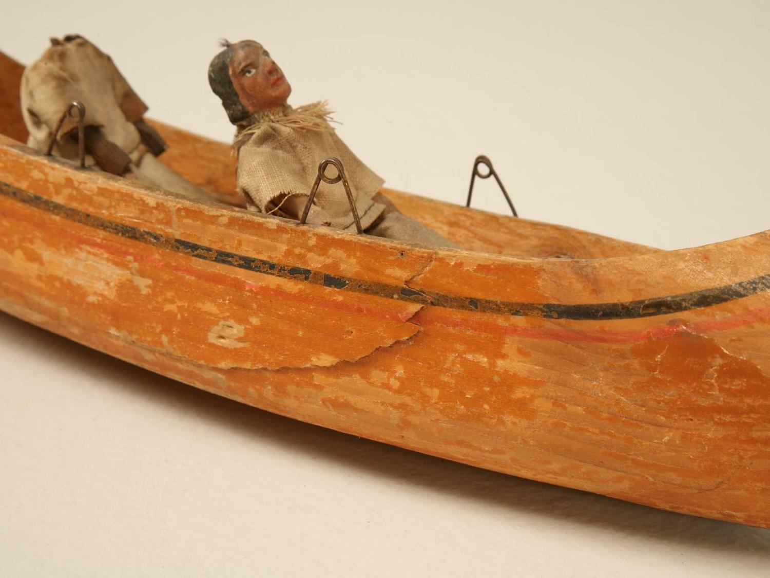 American FolkArt Carved Wooden Canoe For Sale at 1stdibs