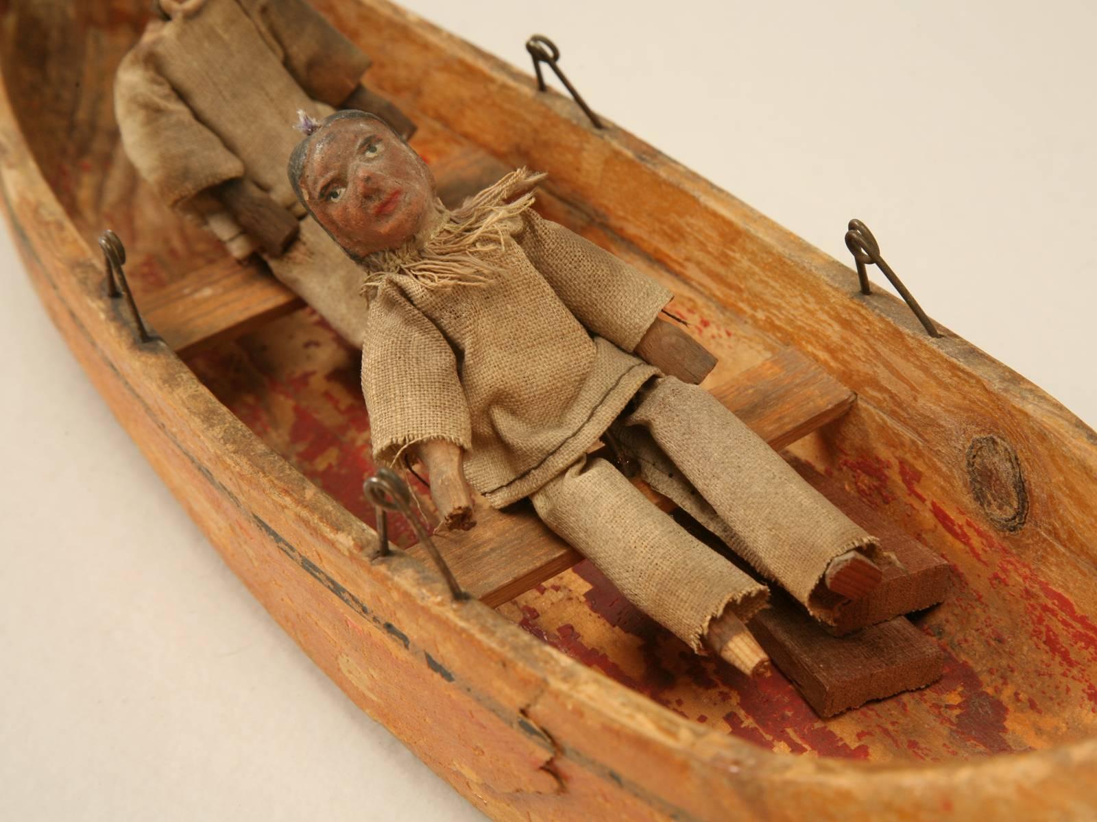 Early 20th Century American Folk-Art Carved Wooden Canoe