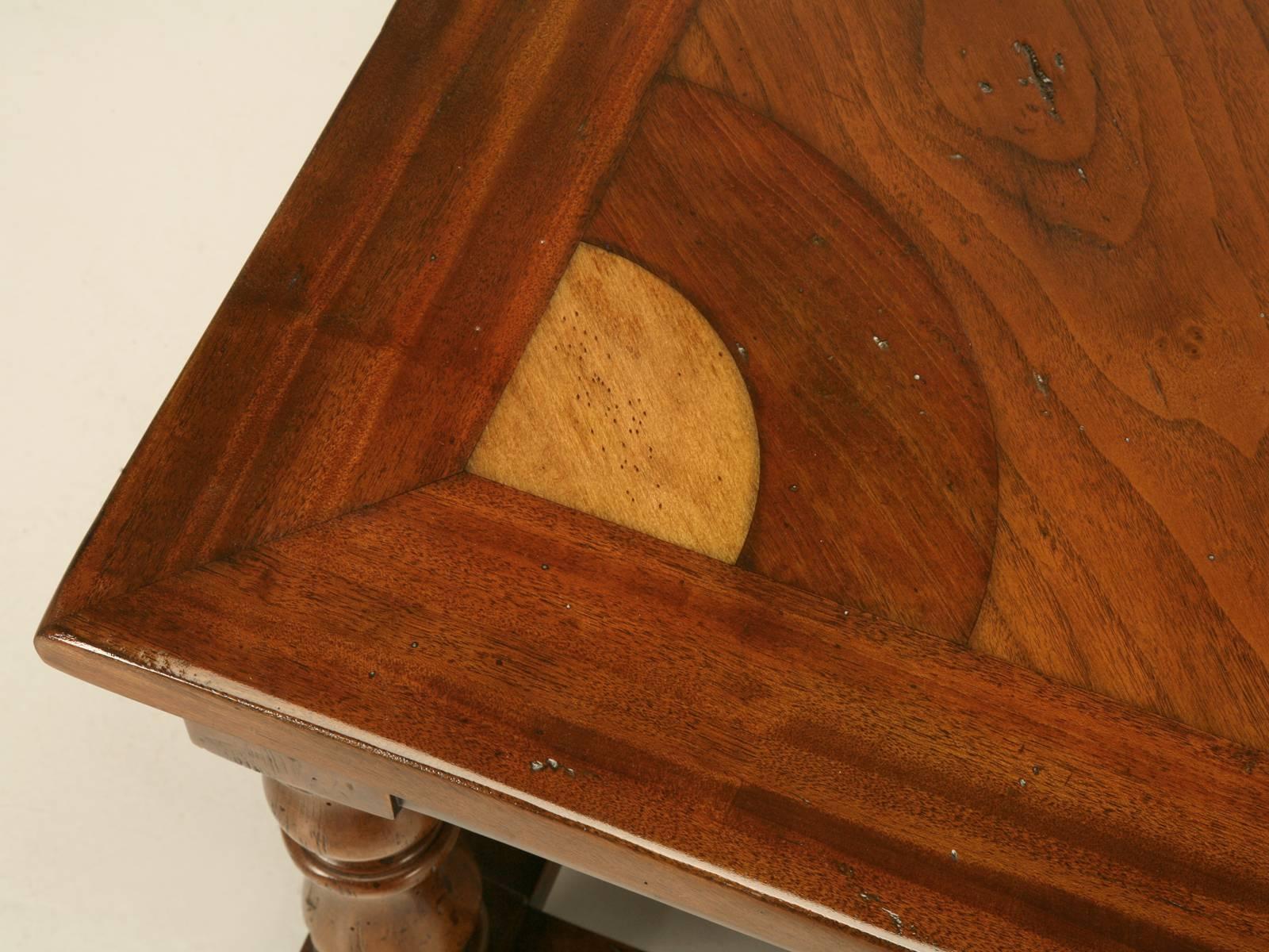 American Inlaid French Inspired Square Coffee Table Hand-Crafted by Old Plank in Chicago For Sale