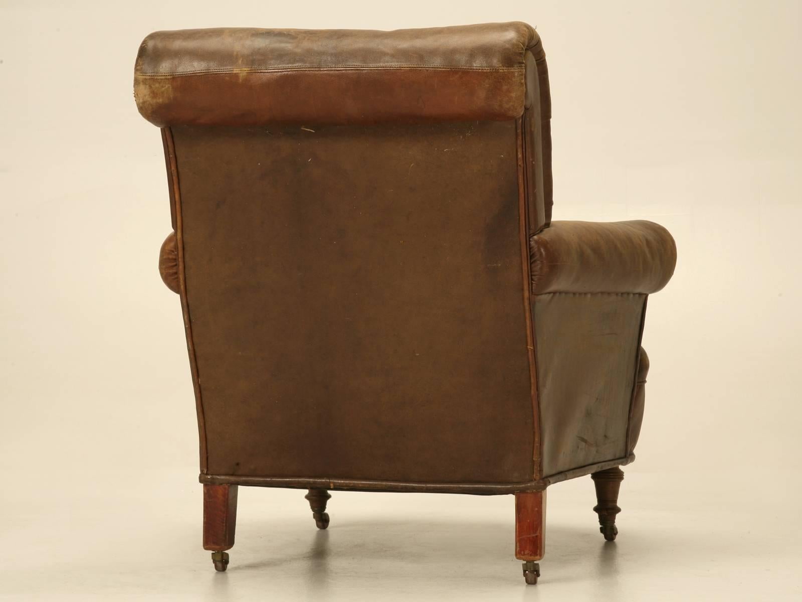 Antique Leather Armchair, circa 1900s 4