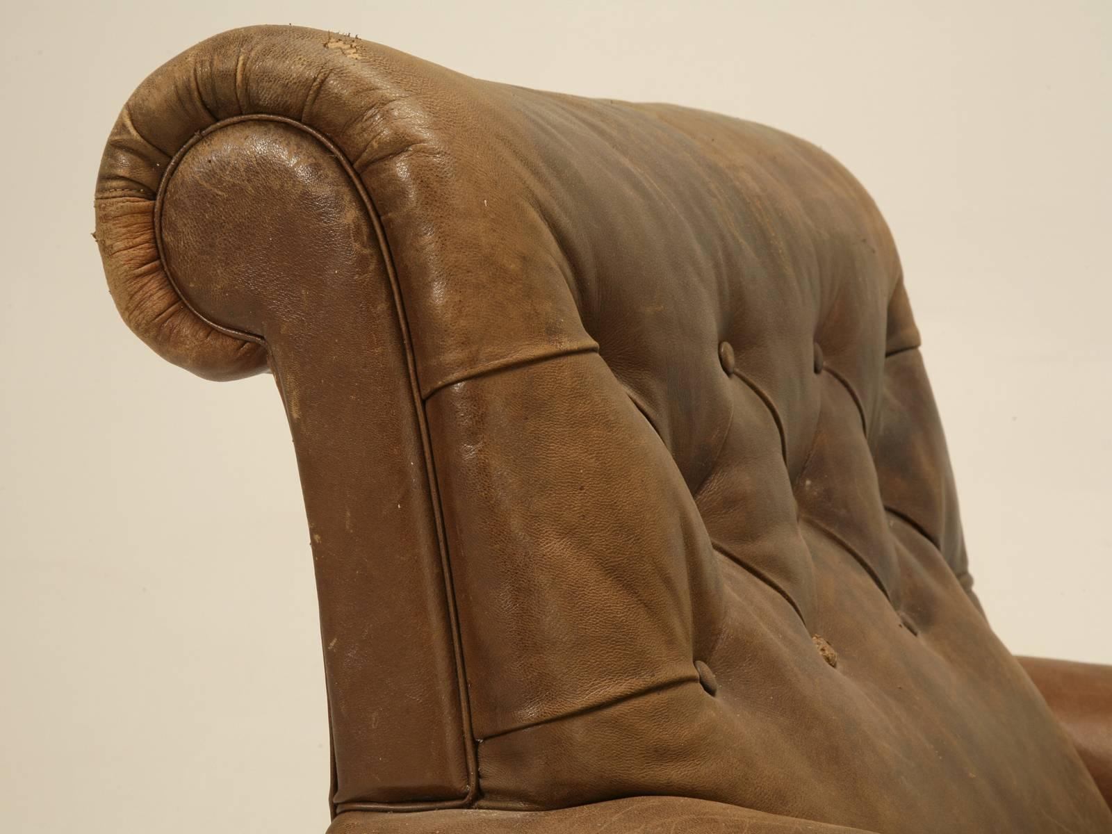 Country Antique Leather Armchair, circa 1900s
