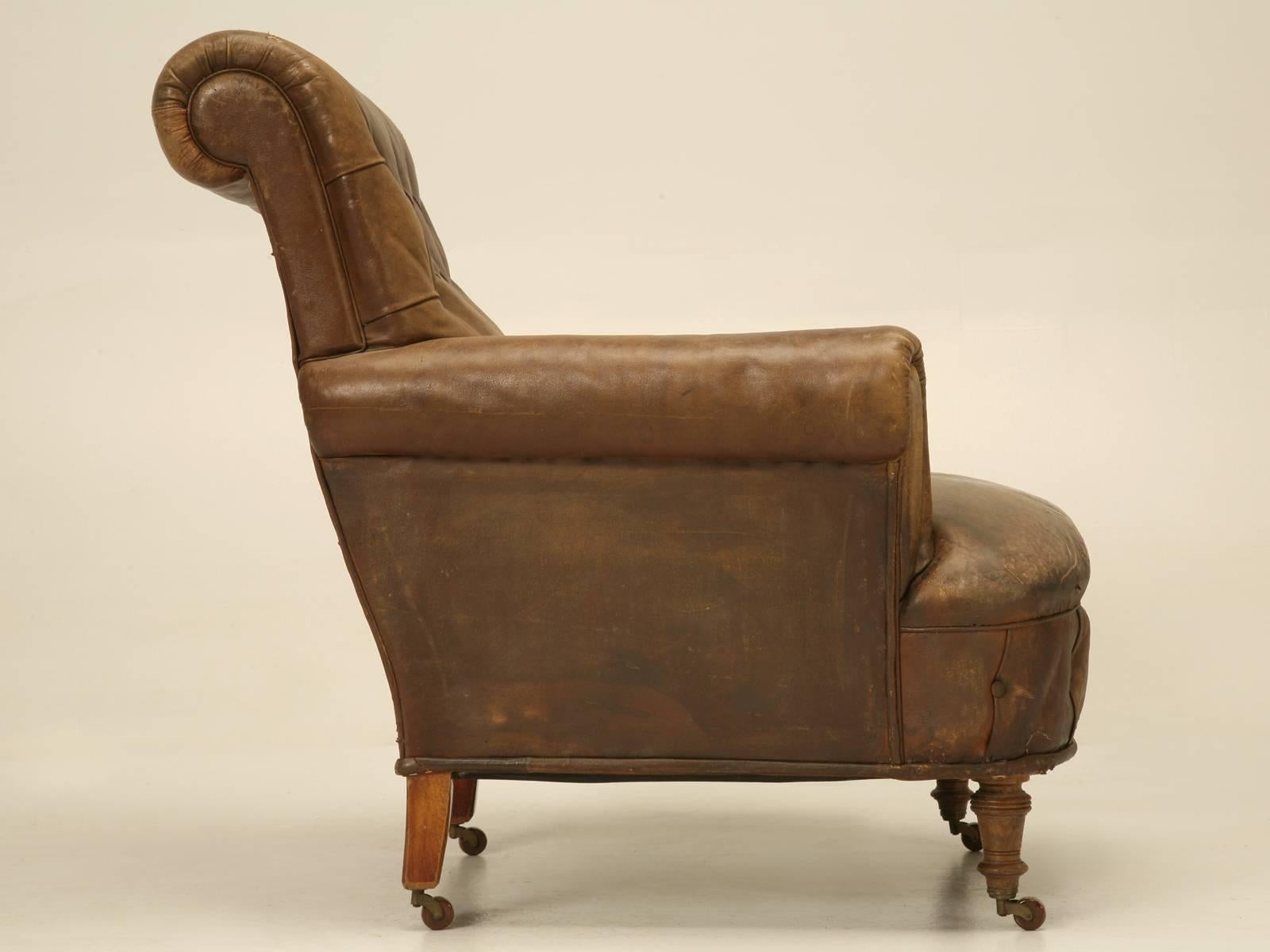 Antique Leather Armchair, circa 1900s 3