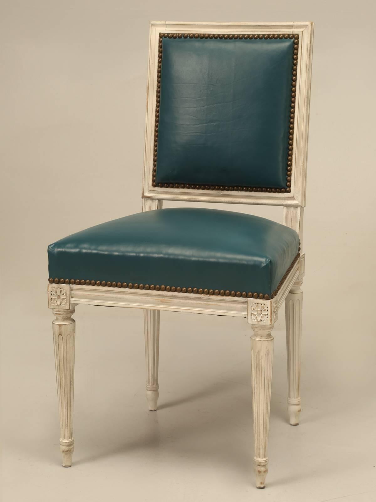 French Painted Louis XVI Style Dining Chairs Set of 12 4