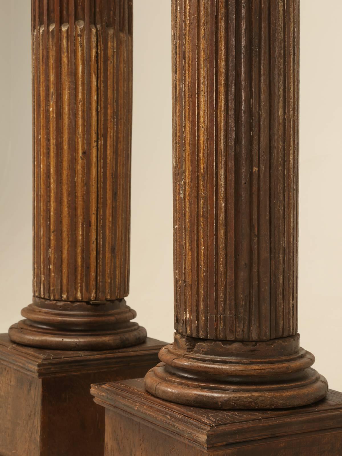 Pair of French Oak Fluted Corinthian Columns 5