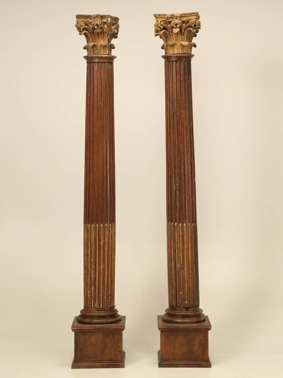 Pair of French Oak Fluted Corinthian Columns at 1stDibs