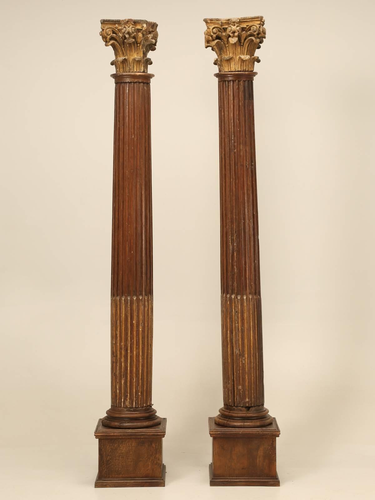 Pair of French Oak Fluted Corinthian Columns 3