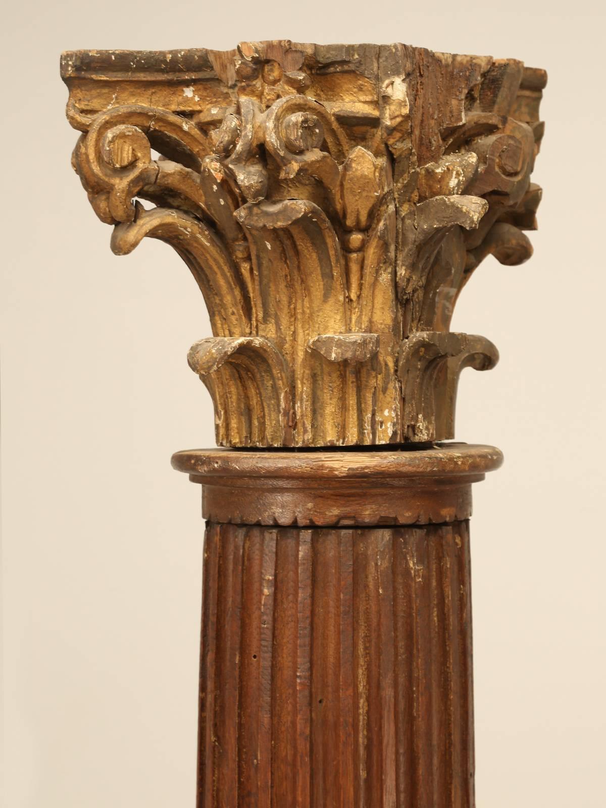 Pair of French Oak Fluted Corinthian Columns 1