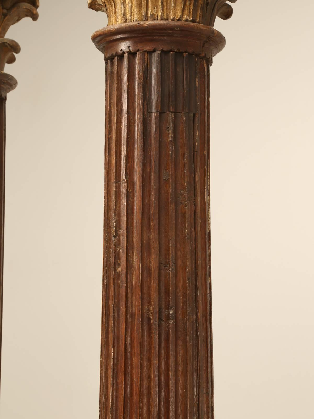 Pair of French Oak Fluted Corinthian Columns 4