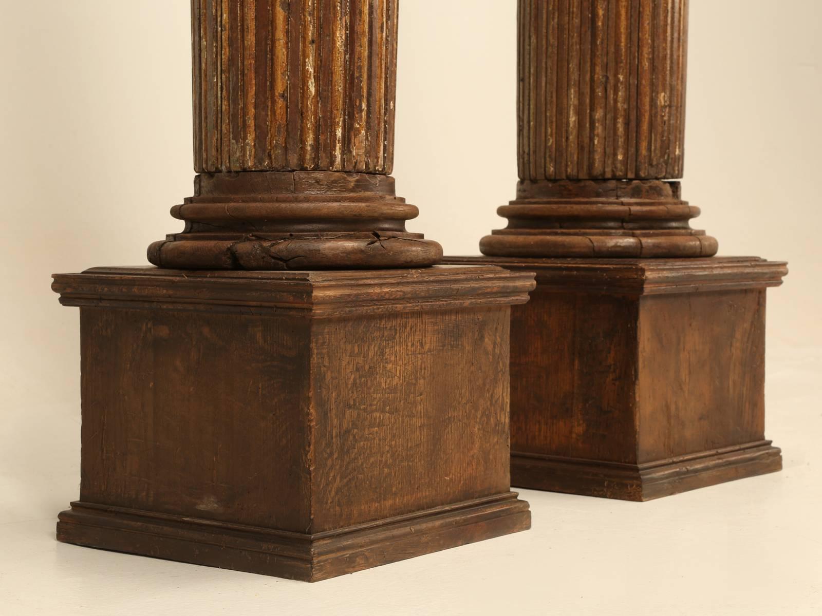 Pair of French Oak Fluted Corinthian Columns 6