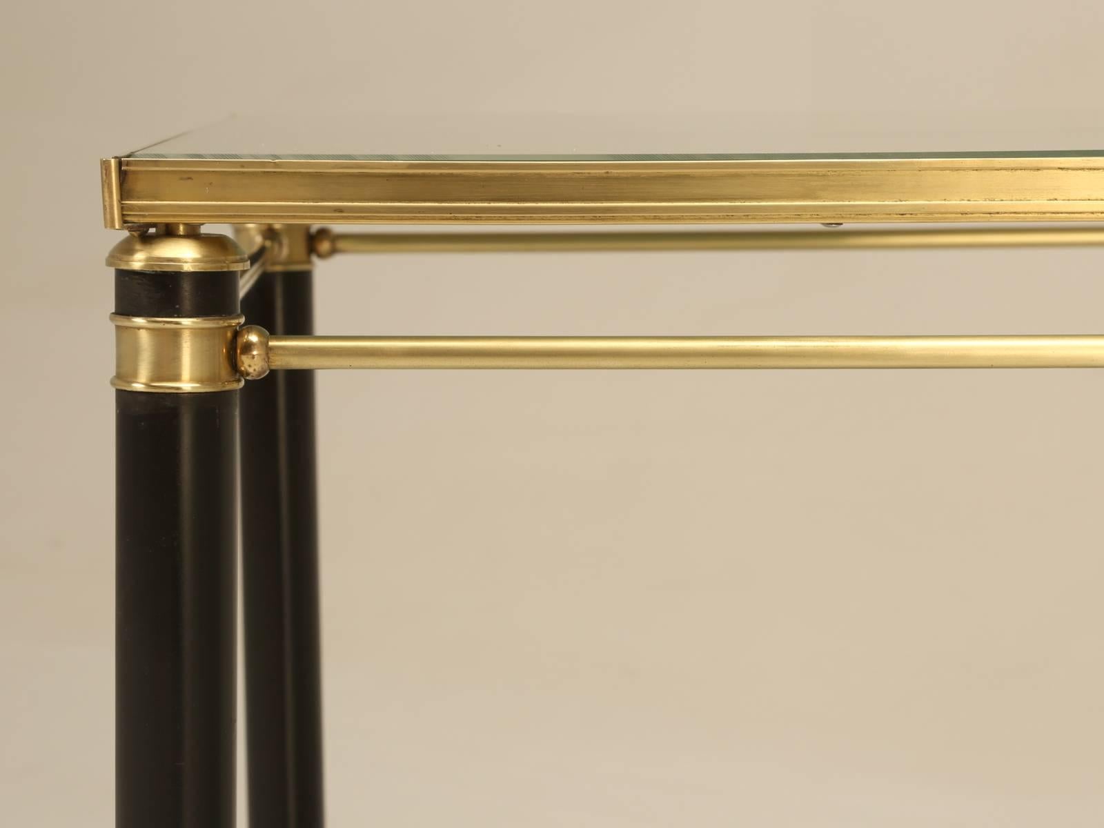 Pair of French End Tables in Brass and Glass 1