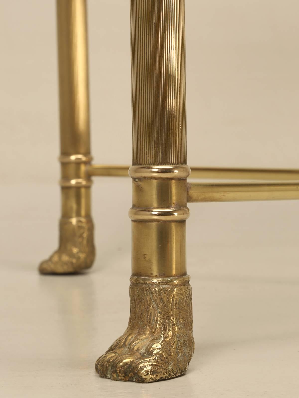 Mid-Century Modern Brass End Table or Side Table with Lion Paw Feet For Sale 3