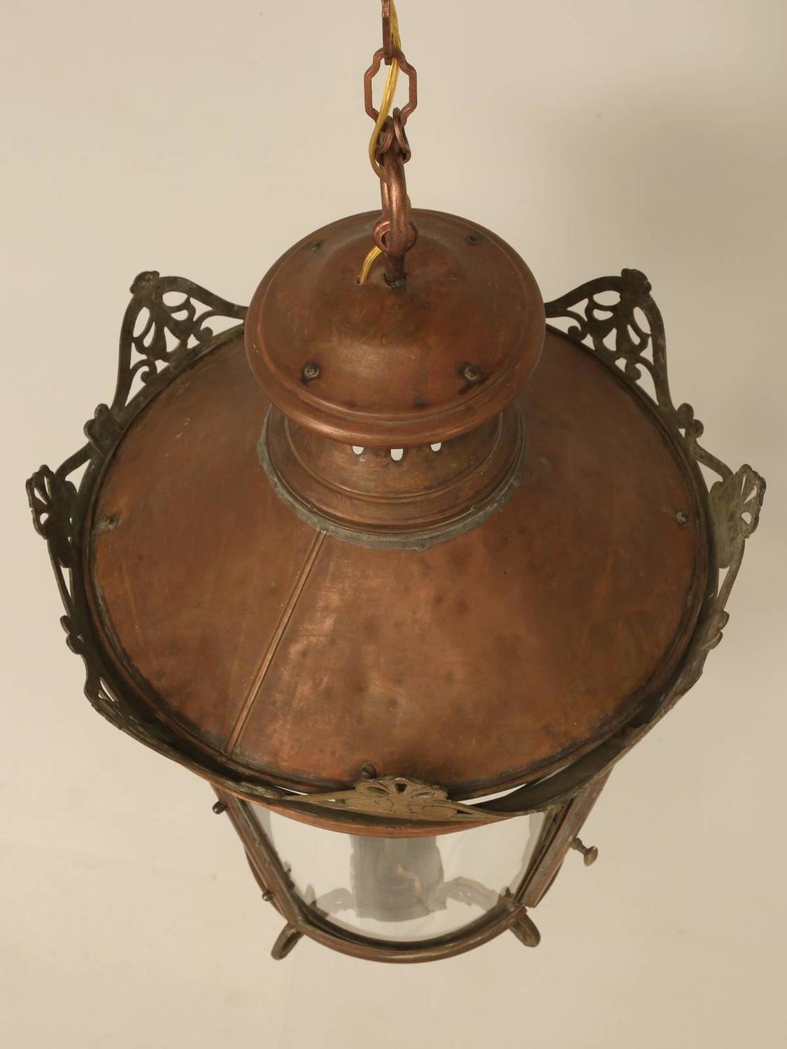French Antique Copper Lantern For Sale at 1stdibs