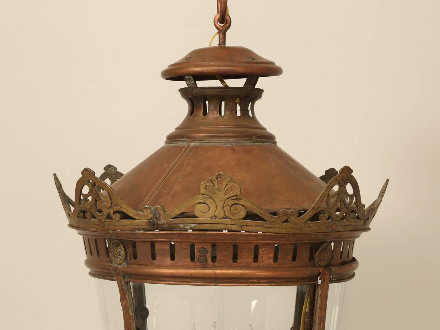 French Antique Copper Lantern For Sale at 1stdibs