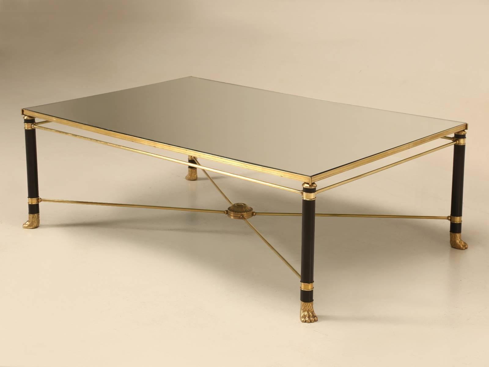 Mid-Century Modern French Bronze, Brass and Black Lacquer Coffee Table