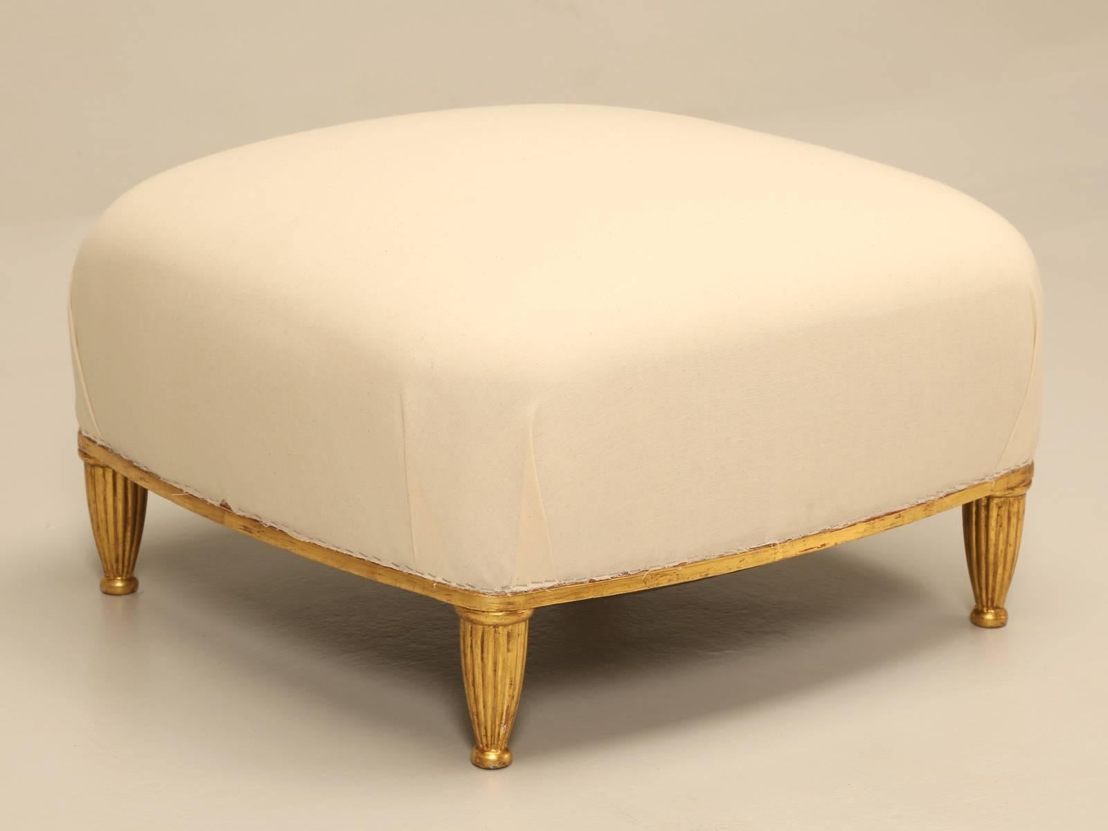 French circa 1940s Gilded Bergere Chairs with Ottoman 3