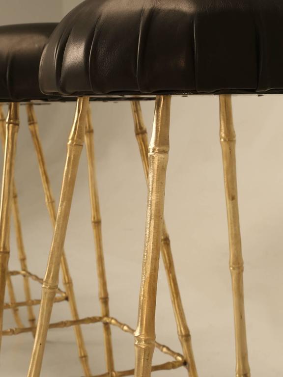 Polished Solid Brass Counter Stools In, Faux Bamboo Metal Bar Stools