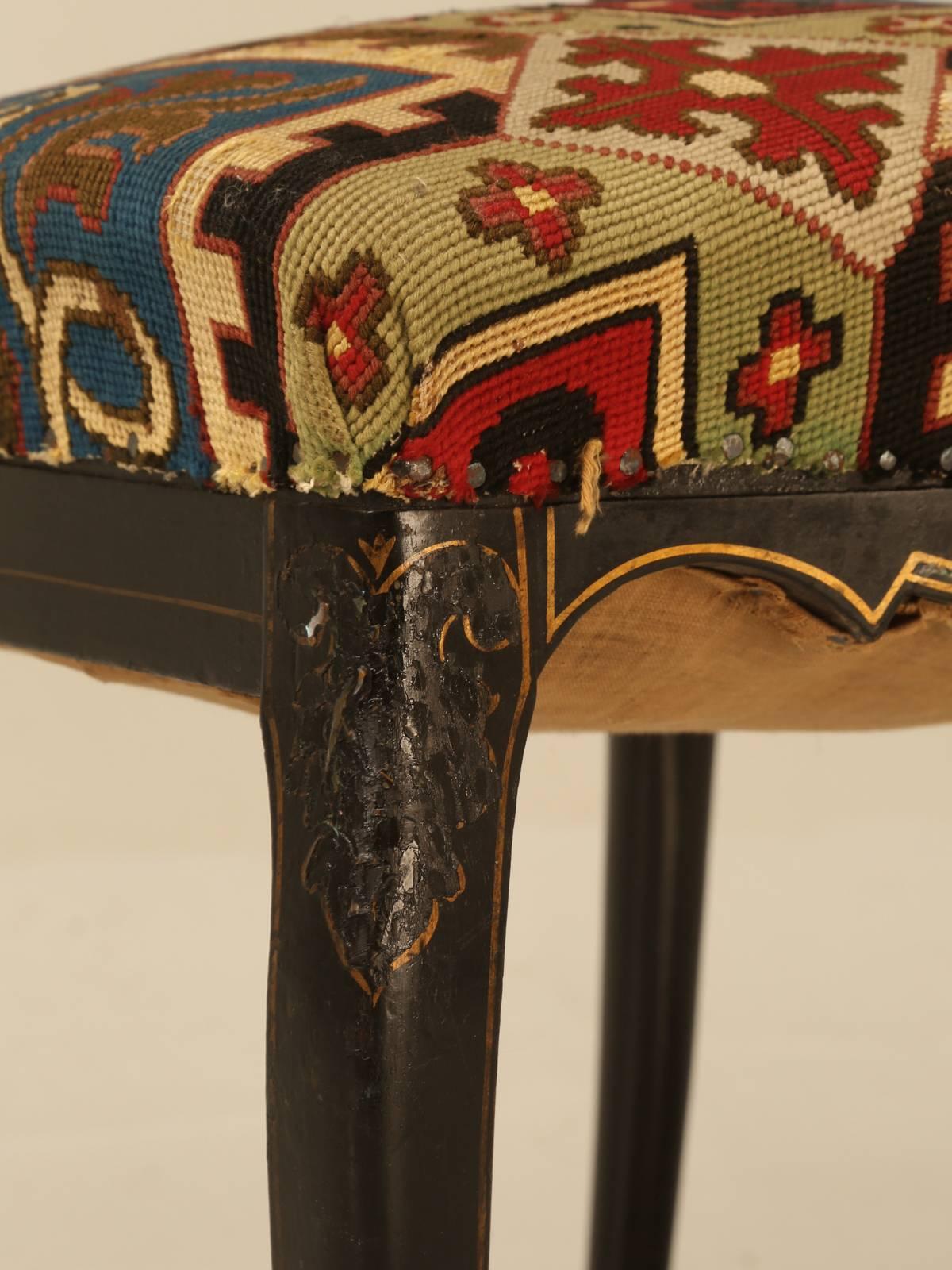 Napoleon III Black Lacquer Parlor Chair 1