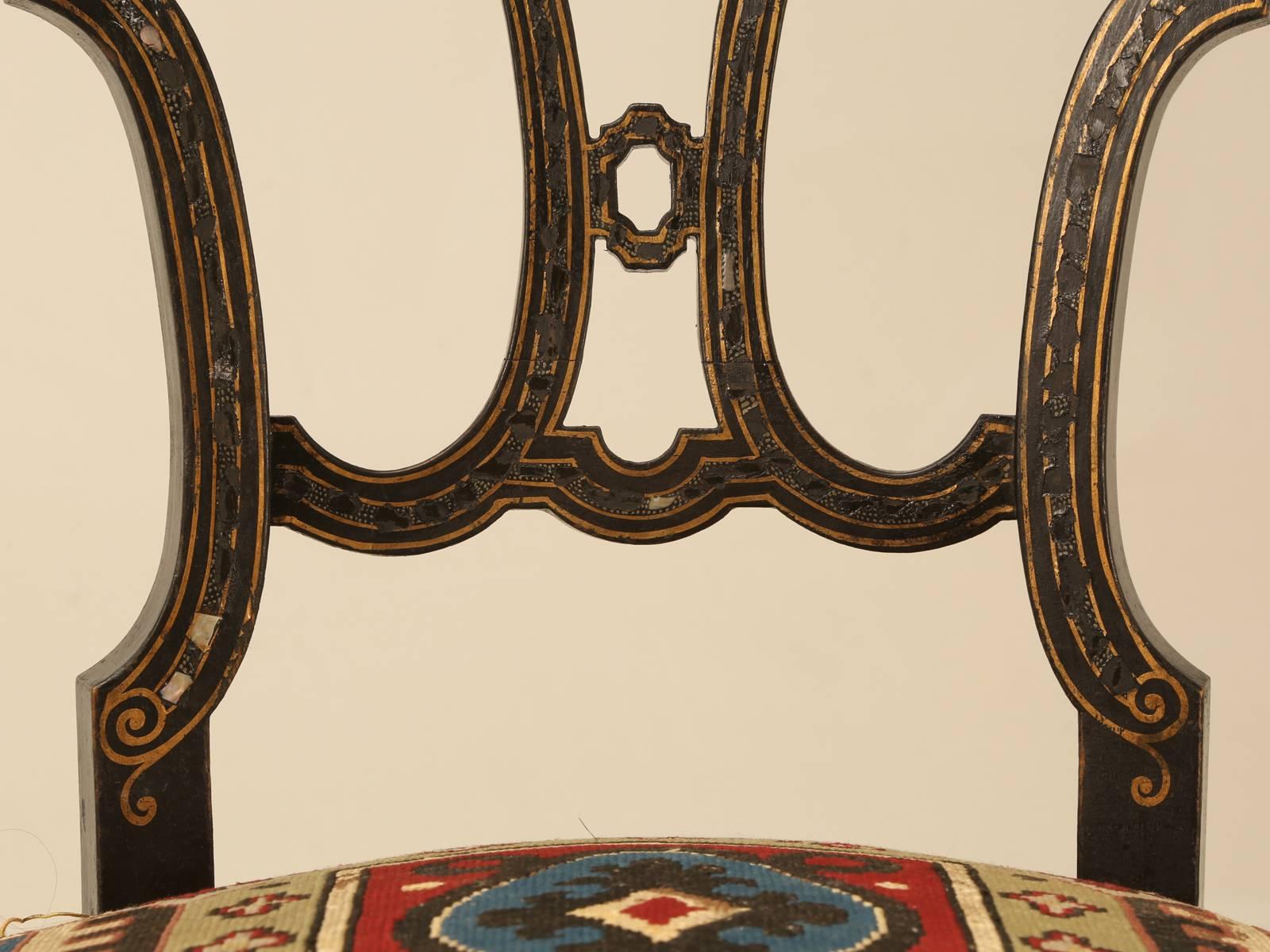 Napoleon III Black Lacquer Parlor Chair In Good Condition In Chicago, IL