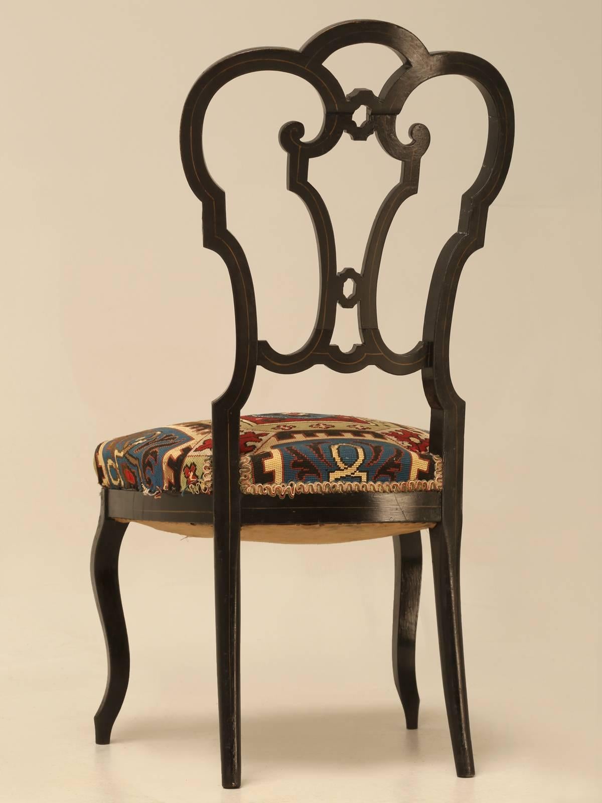 Napoleon III Black Lacquer Parlor Chair 3