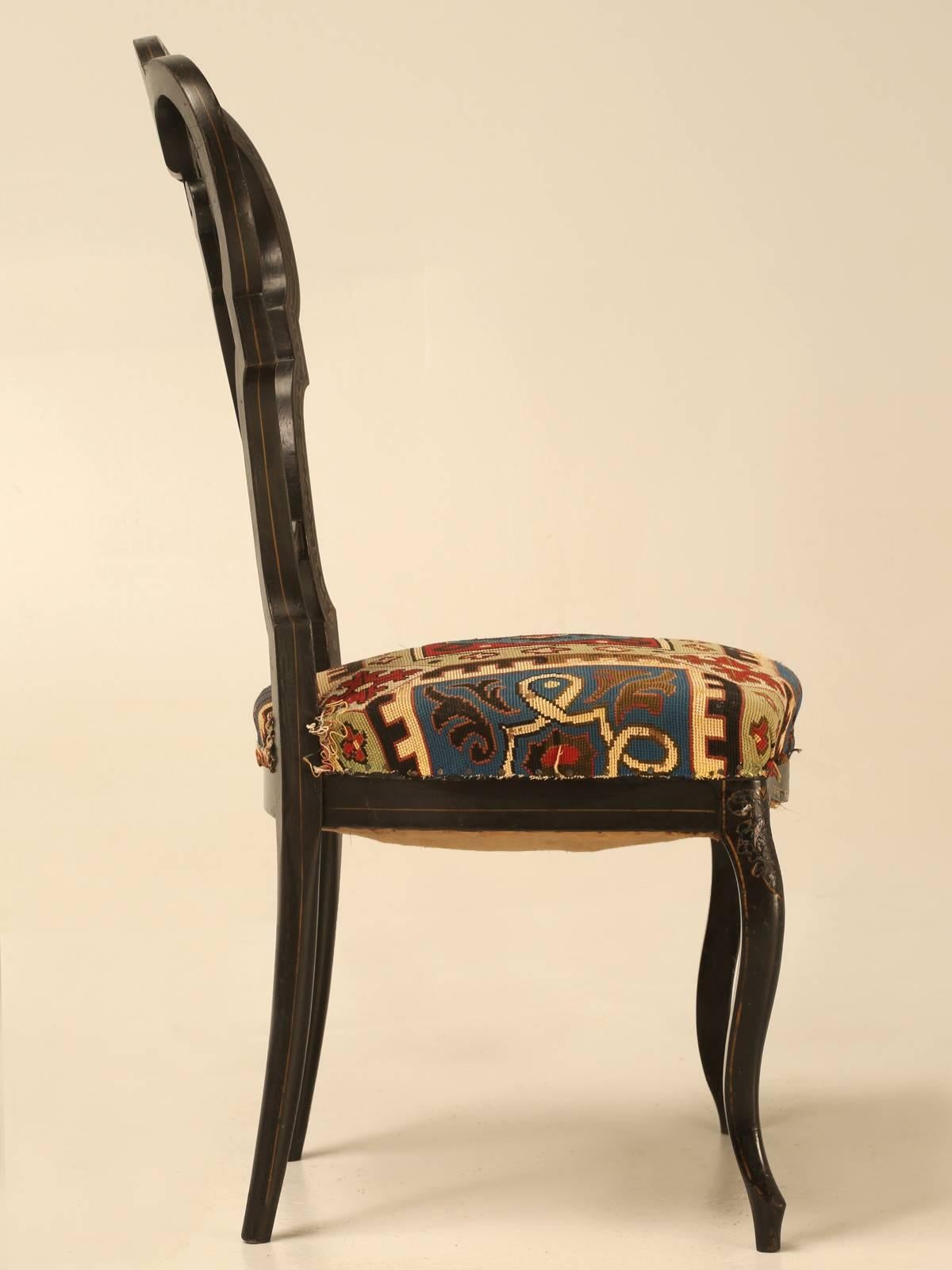 Napoleon III Black Lacquer Parlor Chair 2