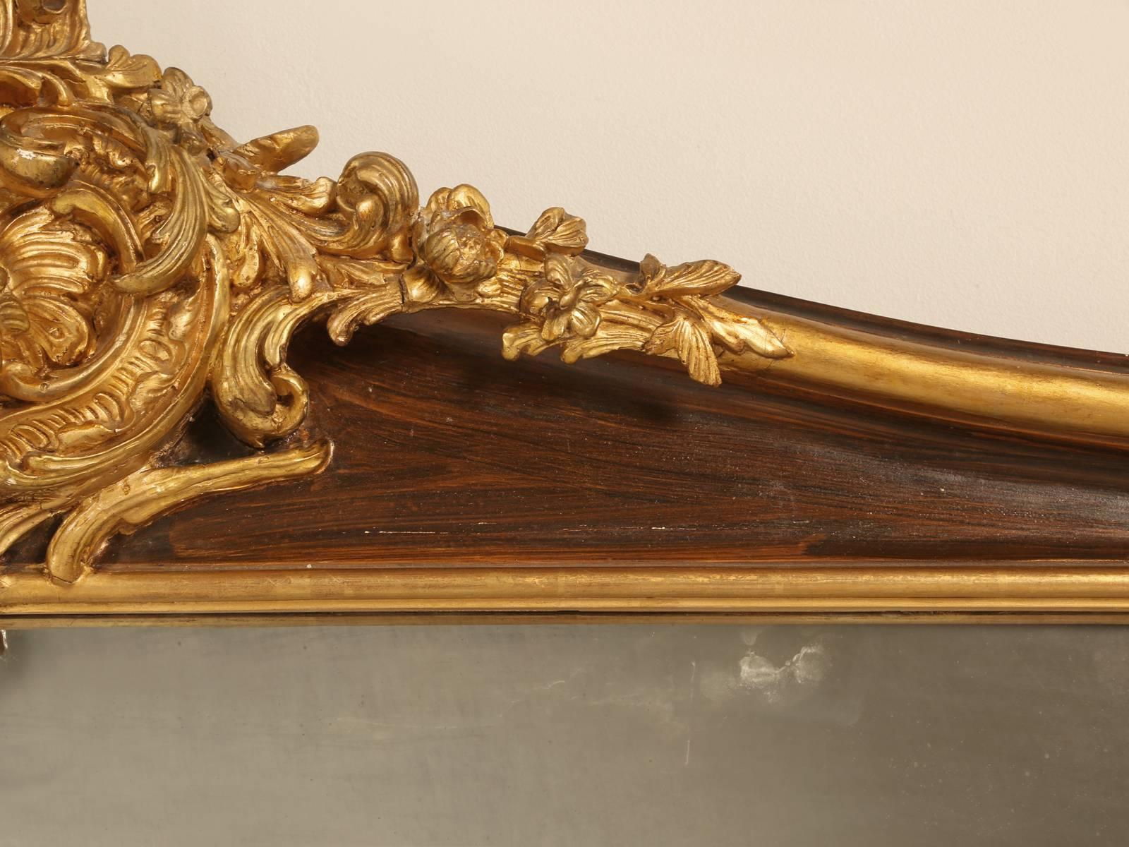 Late 19th Century French Mirror of a Grand Scale with 24KT Gold Leaf Hand-Carved Frame  For Sale