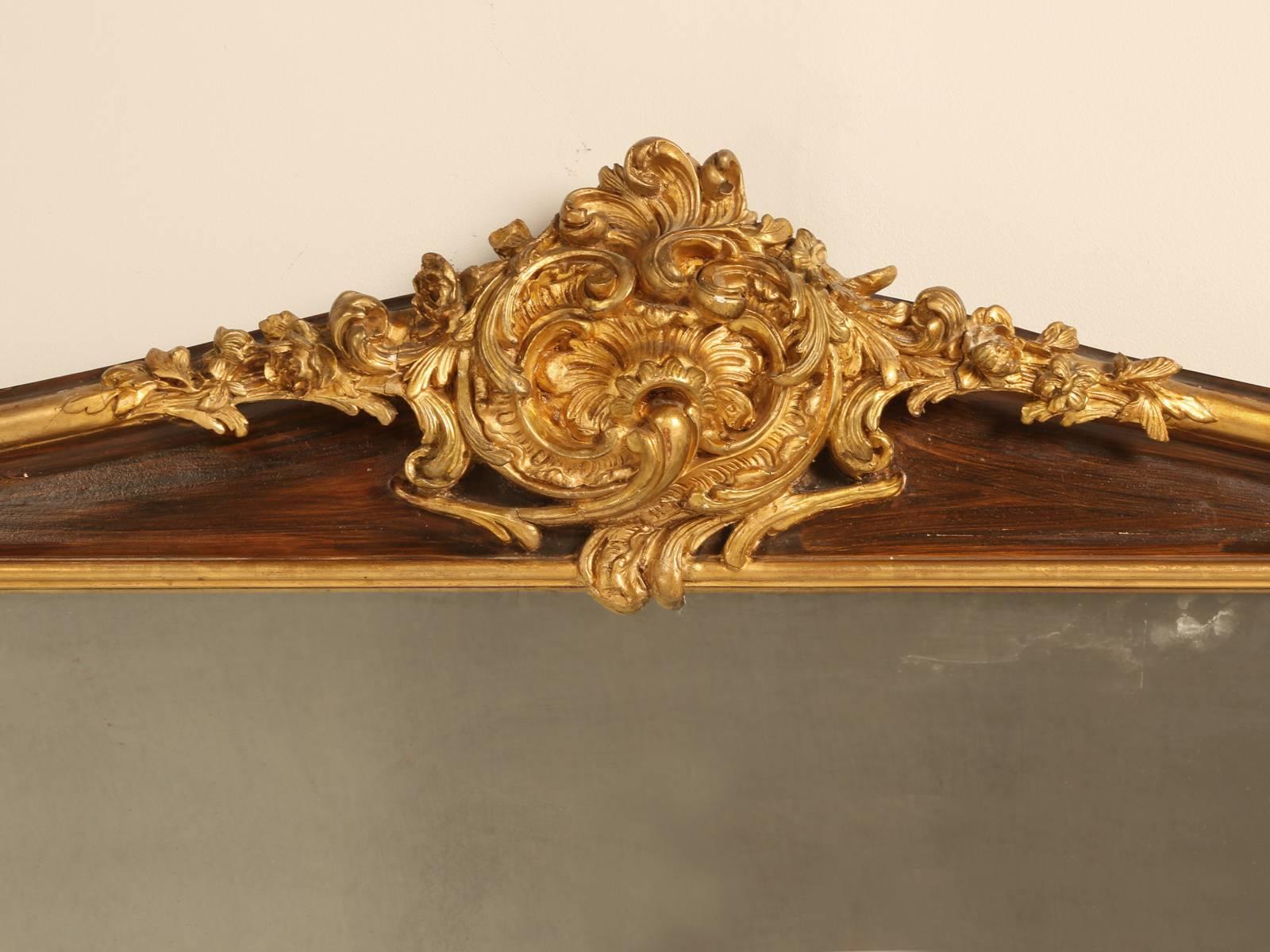 Hand-Crafted French Mirror of a Grand Scale with 24KT Gold Leaf Hand-Carved Frame  For Sale