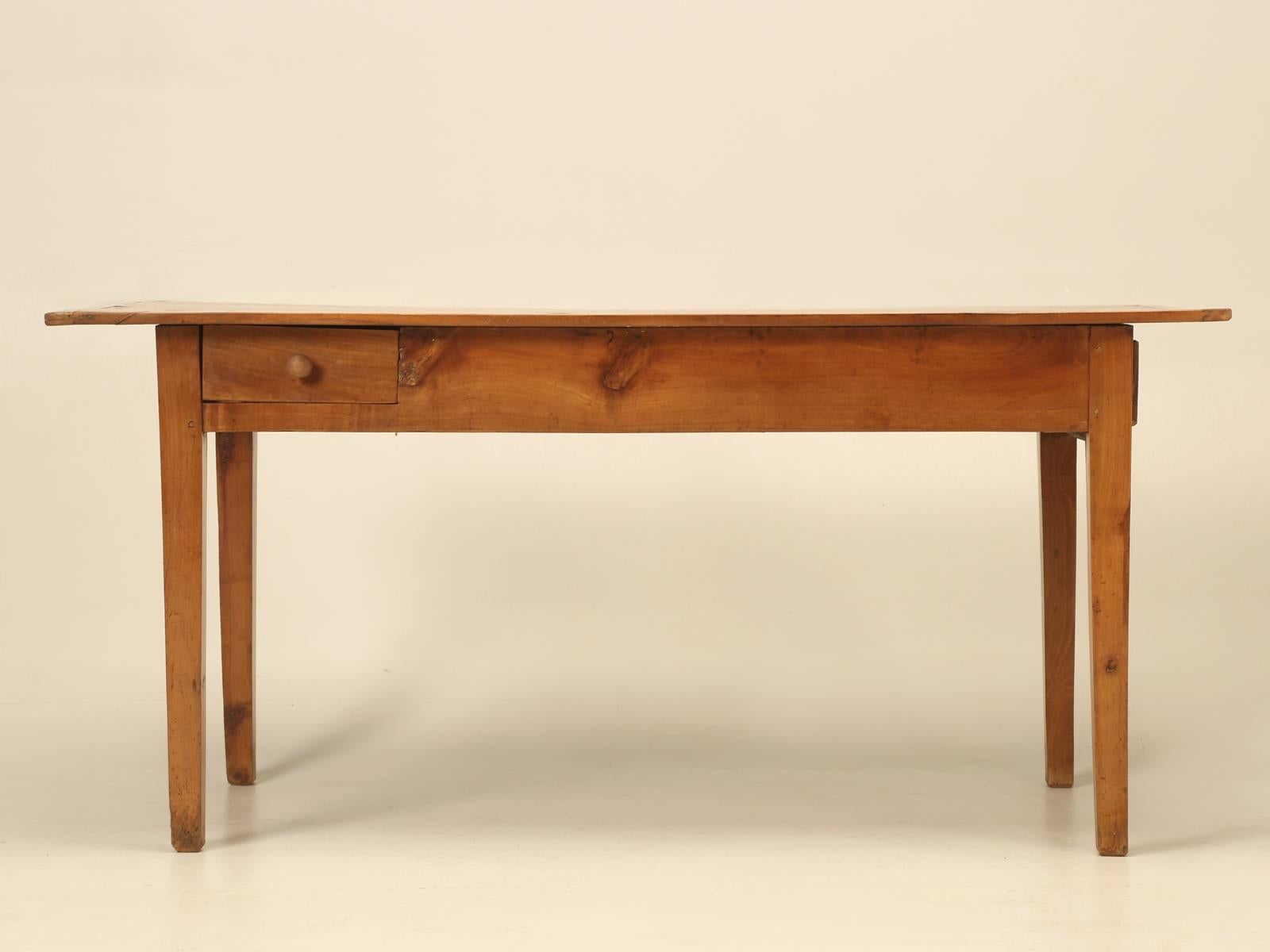 Hand-Crafted Antique Country French Farm Table or Kitchen Table in Cherry Wood c1880-1900