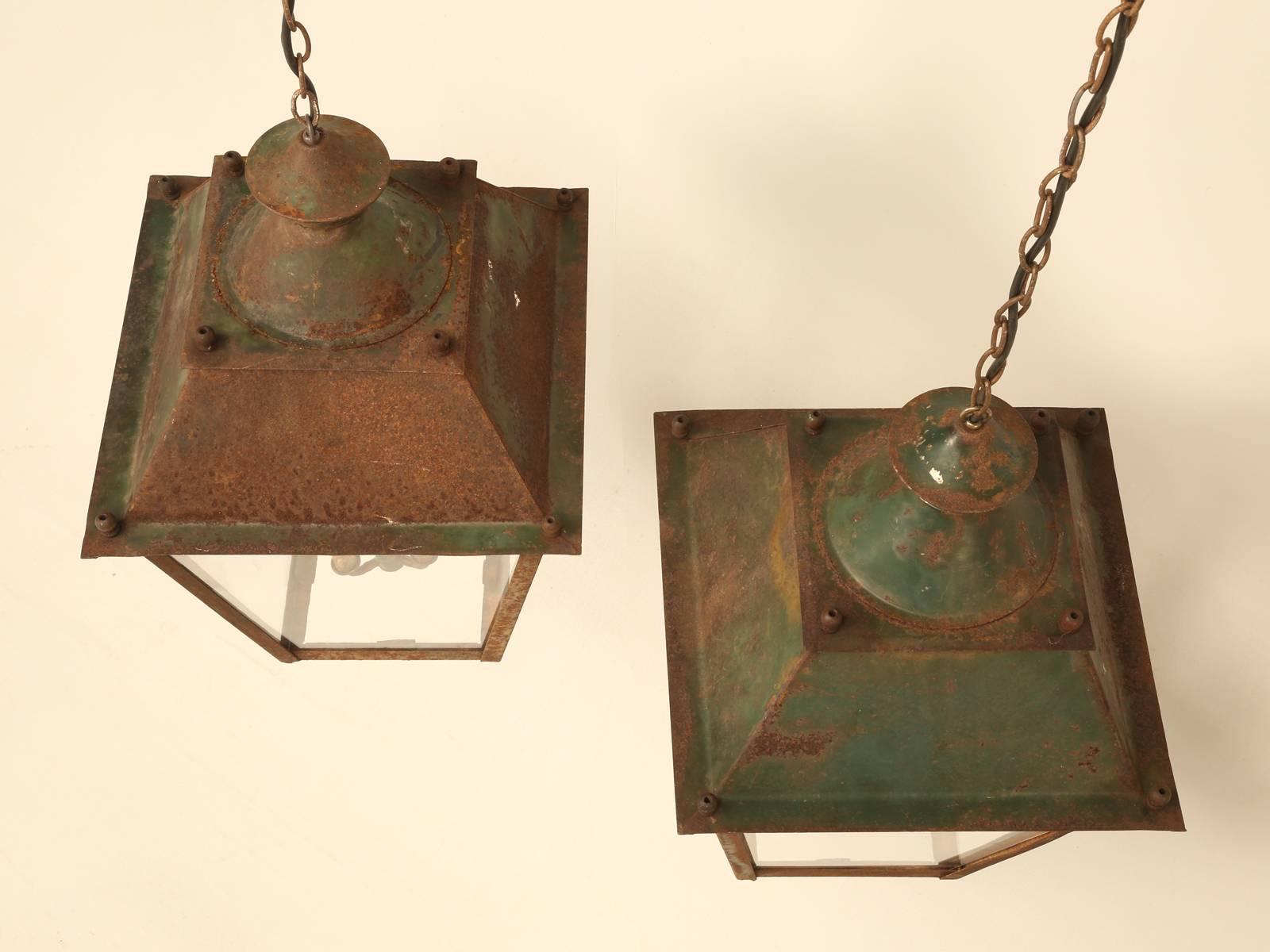 Country French Hanging Lanterns in Original Paint