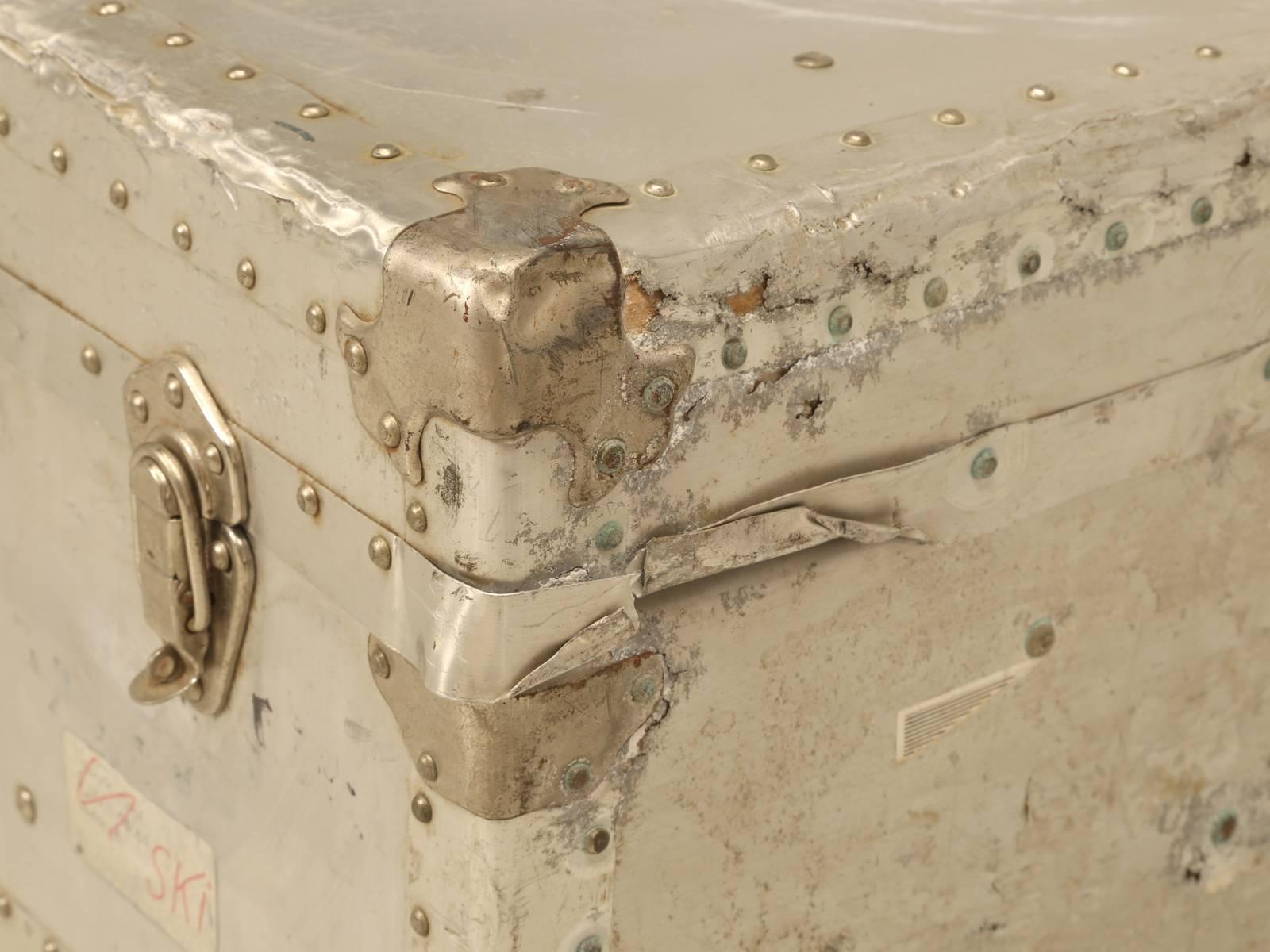 Hand-Crafted Vintage French Metal Trunk Could Be Made into a Coffee Table or End Table 